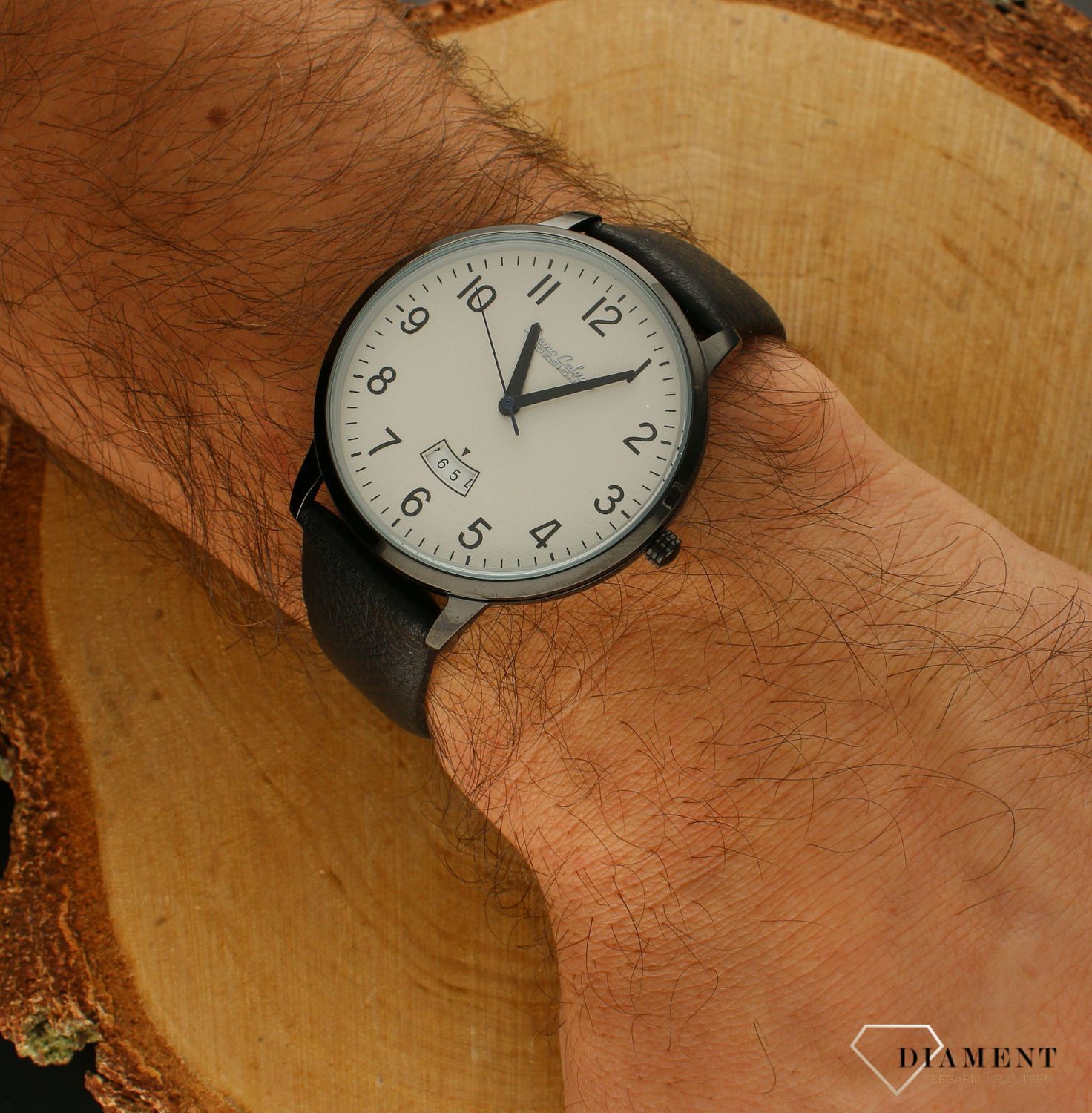 Zegarek męski Bruno Calvani na czarnym pasku BC9828 BLACK. Męski zegarek klasyczny. Zegarek męski na pasku. Zegarek męski z biała klasyczną tarczą. Zegarek męski na pasku na prezent..jpg